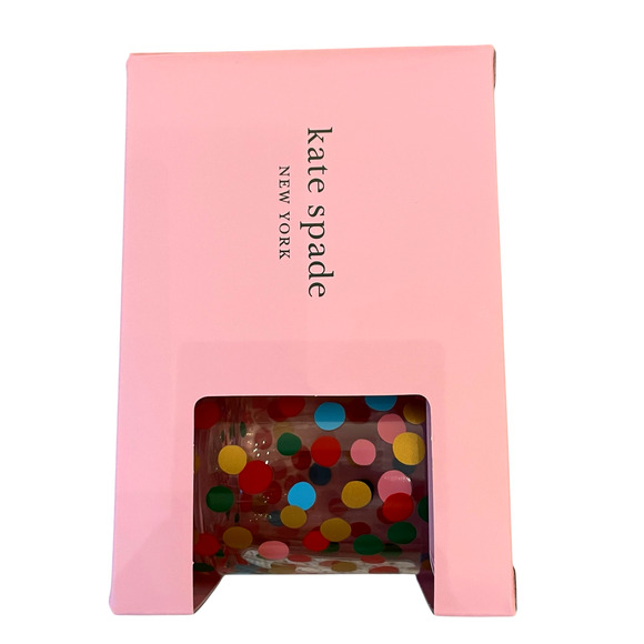 Kate Spade ITS RAINING CONFETTI Double Old Fashioned Whiskey Glass Set of 2 New - Picture 2 of 16